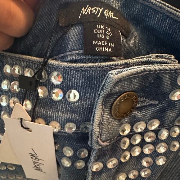 Nasty Gal Studded Denim Shorts - Picture 3 of 3